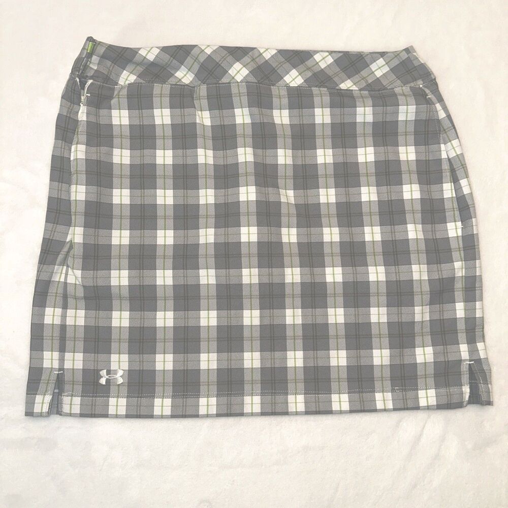 Under Armour Womens Skort Size 4 Gray Green Plaid Golf Athletic Skirt
